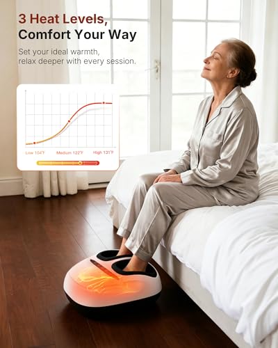 KNQZE Shiatsu Foot Massager with Heat for Plantar Fasciitis, Birthday Gifts - color: White