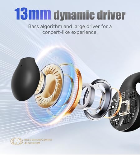 Kinglucky i21 Open Ear Clip On Earbuds Wireless Bluetooth Ear Clip Headphones with Mic,Noise Cancelling, Waterproof IPX4,for Small Ears,Perfect for Running,Sports,Glasses Wearers (Black) - color: Black