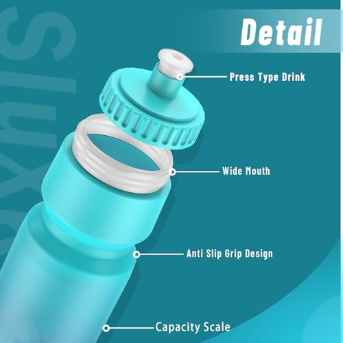 SLUXKE 24oz Cycling Water Bottle 2Pack, 720ml Sports Squeeze Bicycle Bottle BPA Free, Lightweight Fits Most Bike Cages - color: Blue Blue & Black, size: 24 Ounces