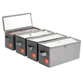 Stackable CD Holder & Storage Case - CD Storage Box Organizer with Lid & Handle - Dustproof CD/DVD Container with Clear PVC Top - 4Pack (Gray) - size: CD-4Pack