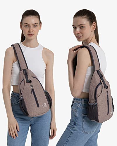WATERFLY Crossbody Sling Backpack Sling Bag Travel Hiking Chest Bags Daypack (Flaxen) - color: Khaki