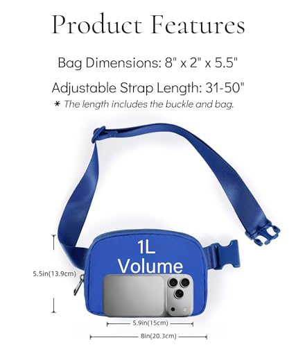 YOSHUYUKI Fanny Pack Cross Body Bag Small Crossbody Bags for Women Men Trendy Nylon Waterproof Mini Purse Travel Running Belt Lulu Dupes Bum Hip Chest Waist Pack Side Bag Must Have Blue - color: Wild Bluebell
