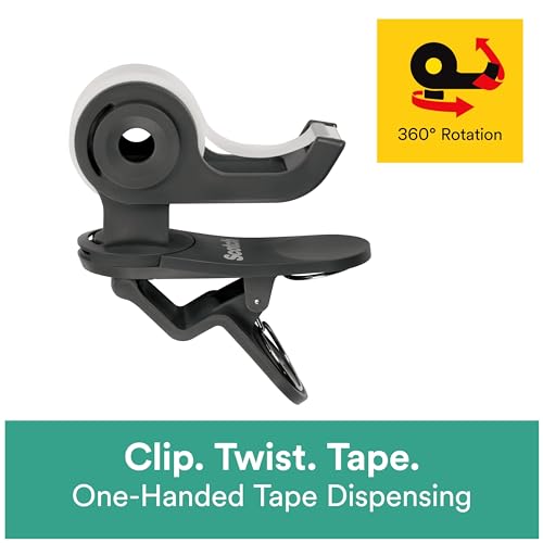 Scotch Brand Clip & Twist Tape Dispenser, Great for Gift Wrapping, Clips to Desks, Tables, Easy Charcoal Gray, 3-Pack (C19-3PK-SIOC) - size: 3-Pack