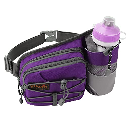 Waist Pack with Water Bottle Holder for Running Walking Hiking Fanny Pack - color: Purple