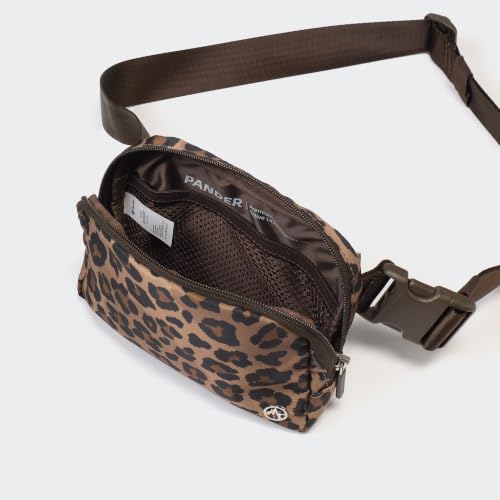 Pander Nylon Fanny Pack for Women, Two-Way Zipper Crossbody Bag - color: Leopard Multi