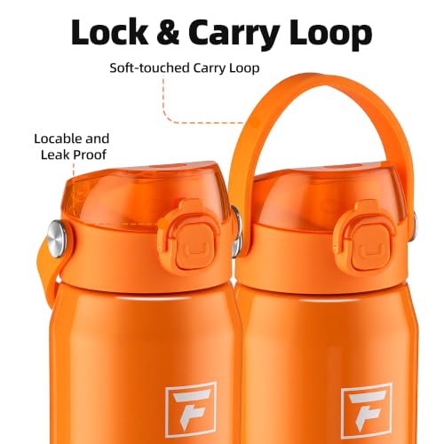 Fanhaw 24oz Stainless Steel Water Bottle with 2-in-1 Lid, Herorange - color: Herorange
