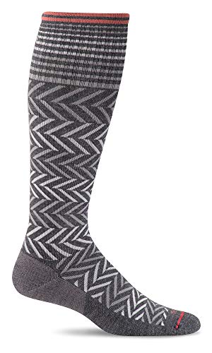Sockwell Women's Chevron Moderate Graduated Compression Sock - color: Charcoal, size: Medium-Large