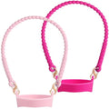 2Pack Water Bottle Handle - Soft Silicone Holder, Sling, Lanyard Fits Most 8-40oz Bottles, Compatible Stanley Cup - color: Pink+Carnation