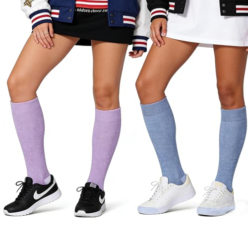 LEVSOX Thicker Bamboo Viscose Compression Socks 20-30 mmHg Cushioned - color: Purple&grey, size: Medium
