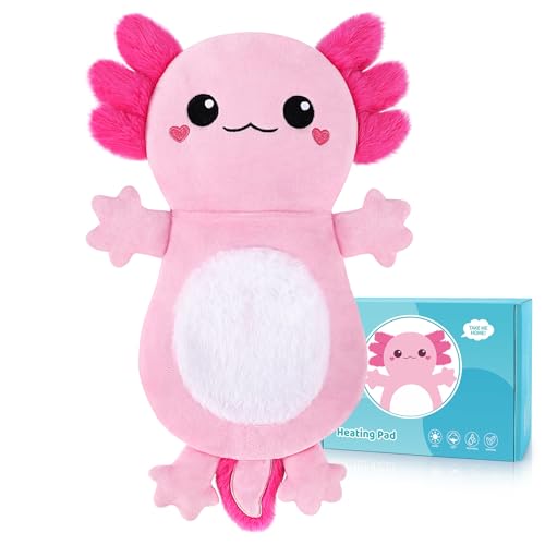 Pink Axolotl Microwave Heating Pad for Cramps Period & Pain Relief - style: Pink Axolotl