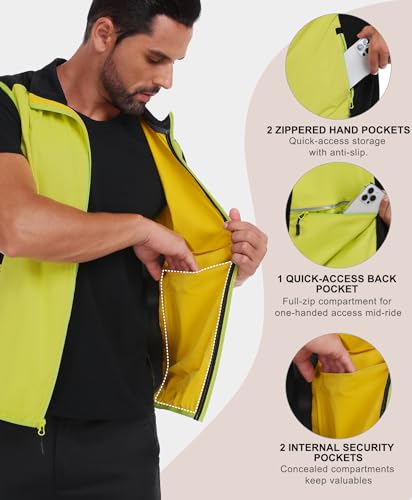 Little Donkey Andy Men's Softshell Vest Lightweight Windproof Waterproof - color: Reflective Green, size: X-Large