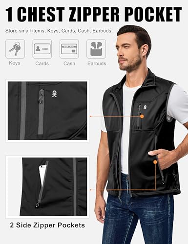 Little Donkey Andy Men's Lightweight Golf Vest Outerwear - color: Black, size: Small