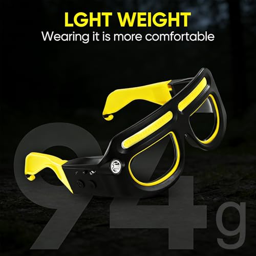 LED Headlight Glasses Rechargeable Headlight Glasses with Motion Sensor & Touch Control, Adjustable Safety Eyewear - color: Yellow-2
