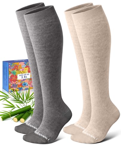 Bamboo Viscose Compression Socks for Women Men - color: Grey and Oatmeal, size: XX-Large