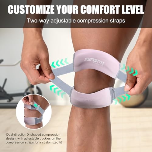 NuCamper Patellar Tendon Support Strap, Adjustable Patella Band Knee Brace for Men & Women Relief Knee Pain, Patella Stabilizer Knee Straps for Running, Basketball, Tendonitis, Jumpers Knees Pink - color: Pink
