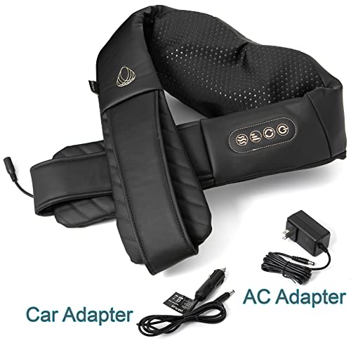 InvoSpa Shiatsu Massager with Heat - Deep Tissue Kneading Pillow for Neck, Shoulders, and Back - Electric Full Body Massage - color: Black
