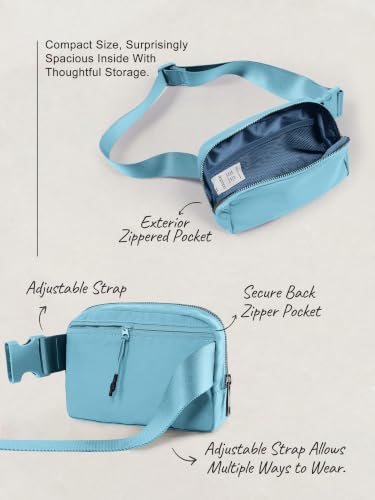 ODODOS Unisex Mini Belt Bag with Adjustable Strap Small Fanny Pack for Workout Running Traveling Hiking, Steel Blue - color: Steel Blue