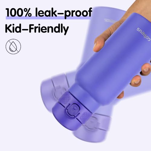 GOPPUS 17oz Insulated Water Bottle with Leak-Proof Flip Lid & Carry Handle,Double-Wall Stainless Steel Bottle for School,Outdoor,and the Gym（Purple） - color: Purple