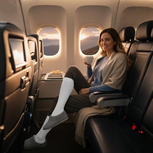 Compression Socks for Women&Men 20-30mmHg Graduated Knee High Stocking - color: 02-5 Pairs White, size: Small-Medium