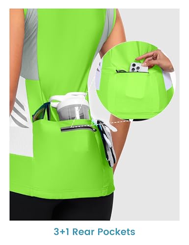 Little Donkey Andy Women's Half Zip Breathable Cycling Vests Reflective Sleeveless Jerseys Shirts Running 4 Rear Pockets - color: A01.fluorescent Yellow, size: Medium