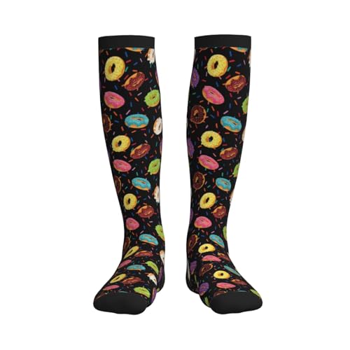Crazy Fun Compression Socks, Unisex Knee High Support Socks - color: Donut