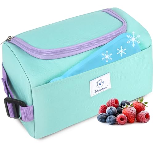 Genteen Small Cooler Bag with Ice Pack,Insulated Lunch & Snack Tote - color: Light Green