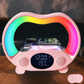 IHAO 6in1 Wireless Charging Station with Bluetooth Speaker Time&Temperature Display Alarm Clock 7-Color LED Night Lights Fast Charger for Phone, Apple Watch, Earbuds Remote Control Auto Shutoff-Pink - color: 6in1 Wireless Charger Alarm Clock ZS932 Pink