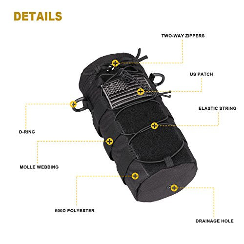 Water Bottle Pouch Molle Tactical Holder Storage Bag for 32oz Carrier - color: Black
