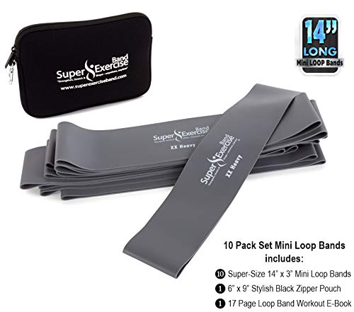 Mini Loop Bands 14x3 in, Latex Free, 3/5/10 Pack Sets - color: u. Gray XX HEAVY Loop Band 10 Pack