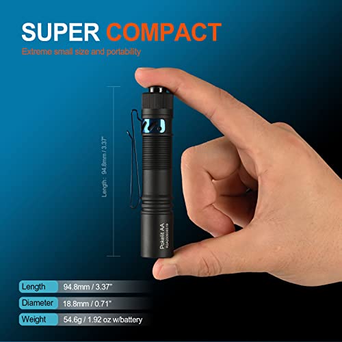ACEBEAM Pokelit AA Mini Flashlight with Clip, 90+ High CRI Pocket LED Light - color: Black
