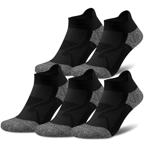 Gonii Womens Compression Ankle Socks，Athletic Running Cushioned Support Low Cut Socks 5-6 Pairs - color: Black, size: 6-8