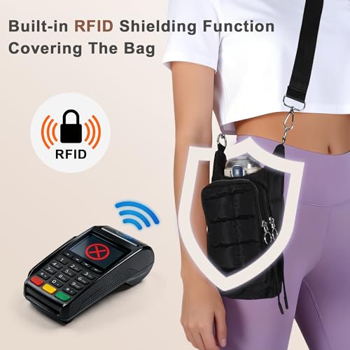 Water Bottle Holder with Adjustable Strap Bottle Sling Bag for Hiking Black