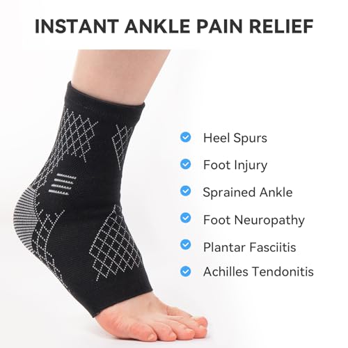 INDEEMAX 2 Pack Ankle Brace & Ankle Compression Sleeve for Women Men - color: Black, size: Small
