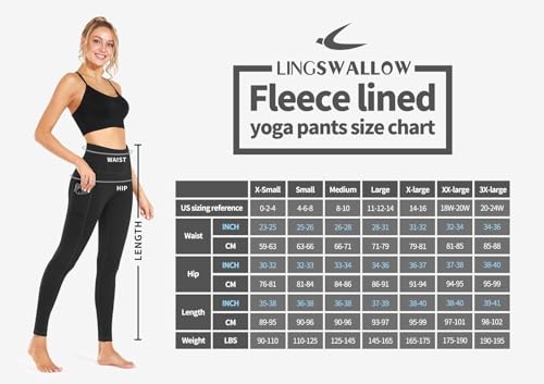 Lingswallow Women High Waist Yoga Pants with Pockets Stretch Soft Leggings - color: A-black (Fleece Lined), size: Small