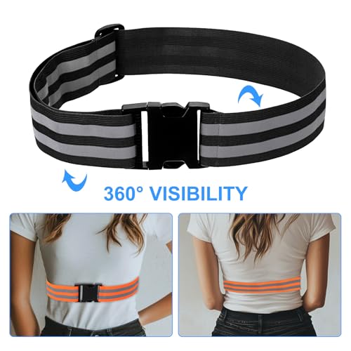PATIKIL Adjustable Reflective Running Belt, Glow Pt Belt Sash for Cycling Walking - color: Black, size: 1.9 Inch