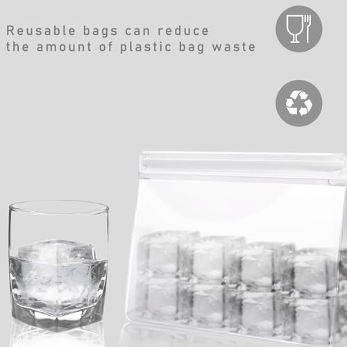Reusable Ice Storage Bags - Set of 3, 8”x 6”x 2.5”- Ideal Reusable Ice Bag Set, Fits 6 Ice Balls & Ice Cubes, Freezer Bags, Storage Bags- Durable and BPA-Free