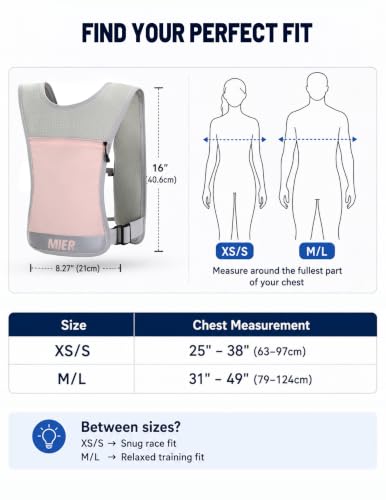 MIER Running Hydration Vest for Women Men, 500ml Soft Flask & Phone Holder - color: Pink, size: XSmall/Small