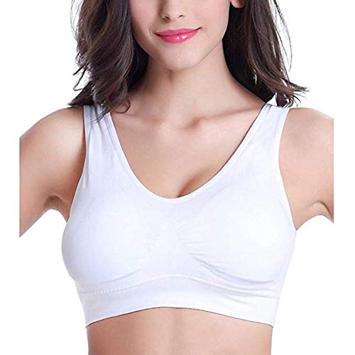 Boolavard Women's Seamless Sports Style Bra Crop Top Vest Stretch Shapewear - color: 4 X White, size: Large