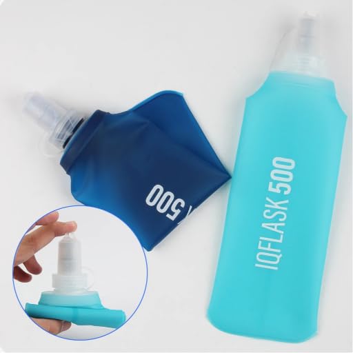 500ml TPU Soft Flask, Collapsible Water Bottle for Running Vest Hydration Pack, 1 Pack (Dark Blue) - color: Dark blue