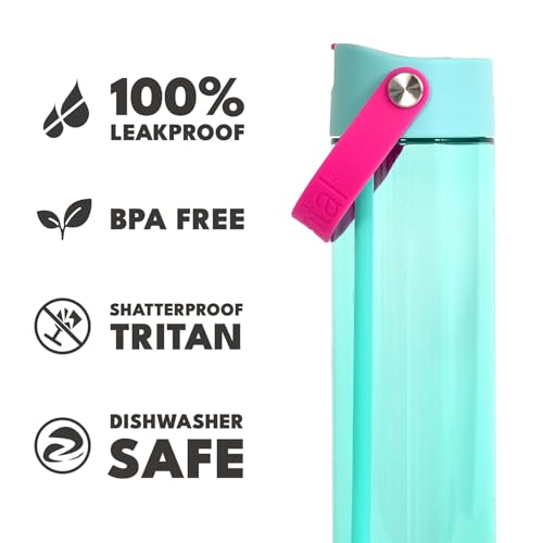 Elemental Splash 26oz Tritan Plastic Reusable Water Bottle w/Straw & Strap - color: Berry Breeze, size: 26 Ounces