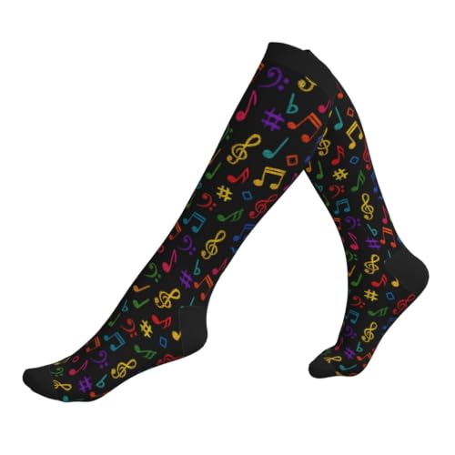 Compression Socks Knee High Circulation Support Socks For Women Men Athletic Running Hiking Cycling - color: Music