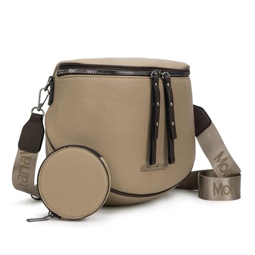 Montana West Crossbody Bag for Women, Vegan Leather Bum Bag with Coin Purse - color: Khaki+coffee