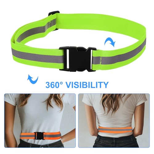 PATIKIL Adjustable Reflective Running Belt, Glow Pt Belt Sash for Cycling Walking - color: Green, size: 1.5 Inch