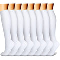 FEYHAY Copper Compression Socks (8 Pairs) 15-20 mmHg Circulation is Best Athletic & Daily for Men & Women, Running, Climbing - color: 07 White, size: Large-X-Large