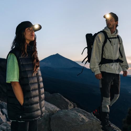 LED Hat Light - POWERCAP Baseball Cap with Light Built in - LED Cap Visor Light with Bright Headlight and IPX4 Rating - color: 3.0 Black 2-pack