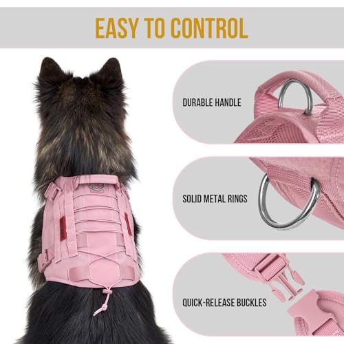 OneTigris Tactical Dog Harness No-Pull Service Vest for Small Dogs - color: Pink, size: XX-Small