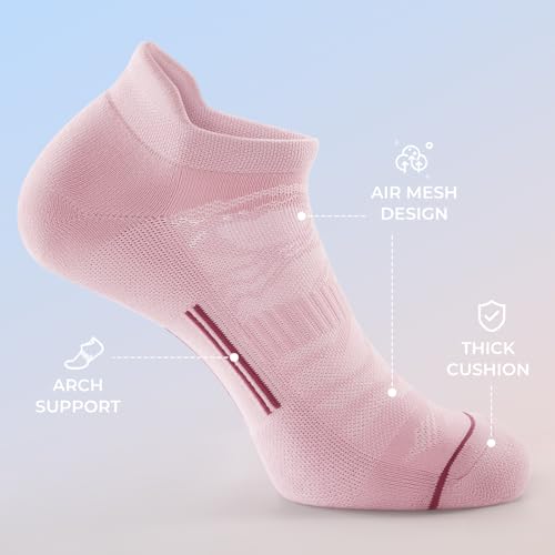 FITRELL Men's 6 Pack Ankle Running Socks Low Cut Cushioned Athletic Sports Socks 7-9/9-12/12-15 - color: Berry Dusk, size: 7-9