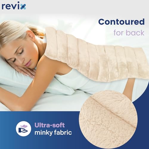 REVIX Extra Large Microwavable Heating Pad for Back, Moist Heat Wrap - color: Beige