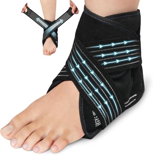 Ankle Ice Pack Wrap with Compression – Reusable Cold Gel Pack for Foot and Achilles, Dual Strap Design with Soft Plush Lining, Flexible Cold Therapy for Ankle Support - style: 1 Pack