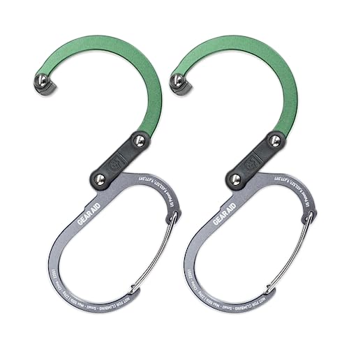 GEAR AID HEROCLIP Small Carabiner Gear Clip with 360° Swivel Hook - color: Forest Green, size: 2 Carabiners
